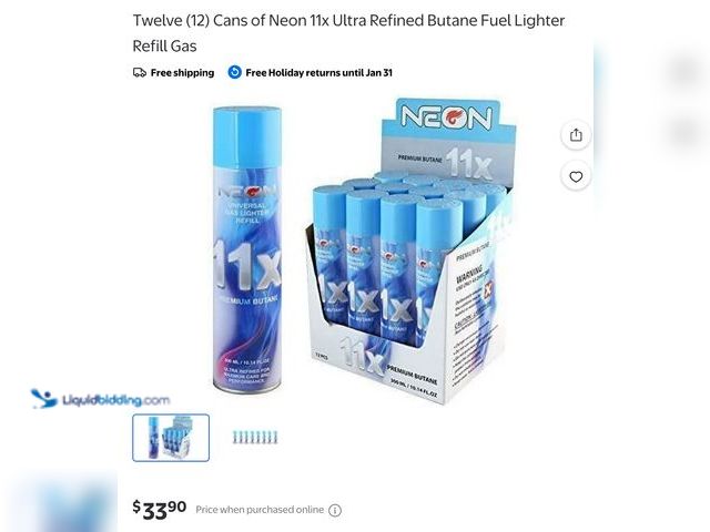 Lot 49-1811813 - Lot of 12 cans of neon 11x premium butane. One full case. New in box unused.