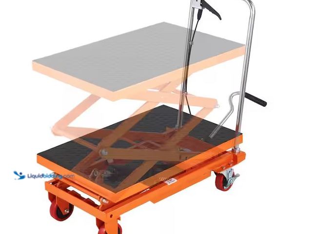 Lot 49-1576758 - VEVOR Hydraulic Lift Table Cart 330 lbs. Capacity 50 in. Lifting Height Manual Double Scissor Lift T...