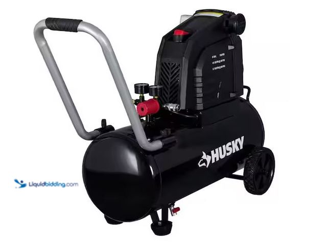 Lot 49-1576940 - Husky 8 Gal. 150 PSI Portable Electric Oil-Free Horizontal Hotdog Air Compressor with Rubber Wheels ...