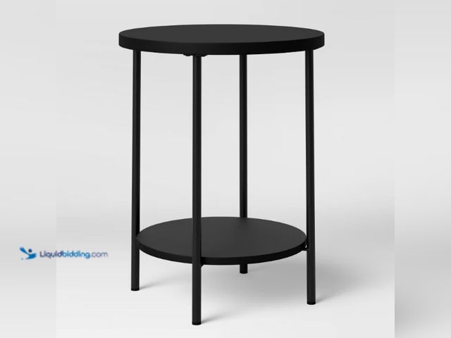 Lot 49-5538528 - Wood and Metal Round Side Table Black - Room Essentials™. Model #850018115179. Unused
