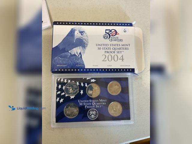 Lot 49-5515675 - 2004 UNITED STATES STATE QUARTERS PROOF SET 5 COINS IN HARD PLASTIC CASE AND ORIGINAL SLEEVE MICHIGA...