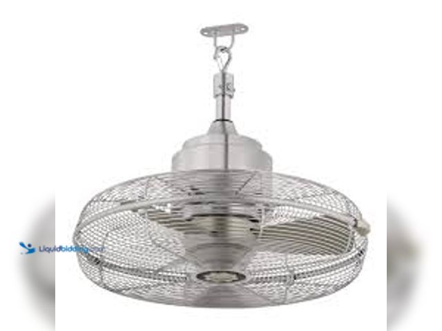 Lot 49-5411882 - Hampton Bay Conyer 18 in. Indoor/Wet Outdoor 3-Speed Anywhere Fan Silver with Convenient Hanging Hoo...