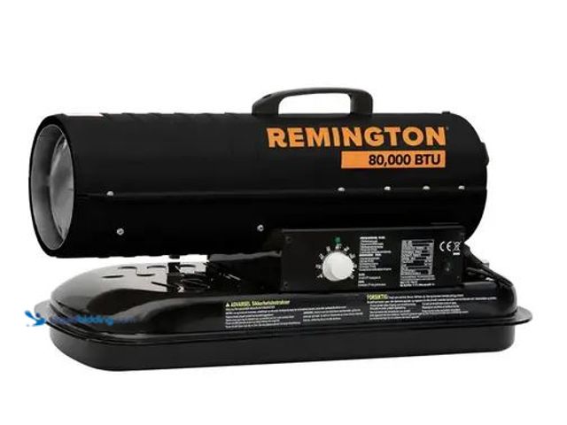 Lot 49-5514438 - Remington REM-80T-KFA-B Heater 80,000 Btu/h 2000 sq ft Forced Air Kerosene Black Item is unused with...
