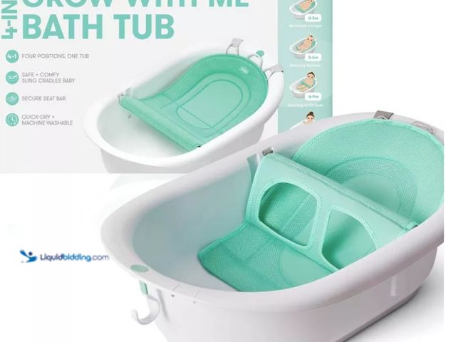 Lot 49-5543094 - Frida Baby 4-in-1 Grow-With-Me Bath Tub: Drain Plug, Infant Head Support, Newborn Sling, Non-Skid Fe...