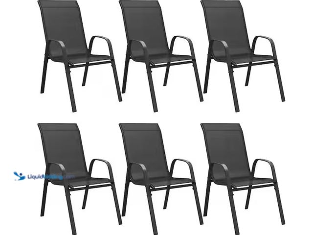 Lot 49-2020713 - Erovio Stackable Outdoor Dining Chairs Set of 6 with All-Weather Metal Frame and Breathable Textilen...