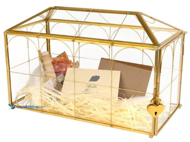 Lot 49-3432121 - Atzciyr Wedding Glass Cards Box with Slot - 12.6 x 5.9 x 9 inch, Envelope Card for Birthday Party Re...