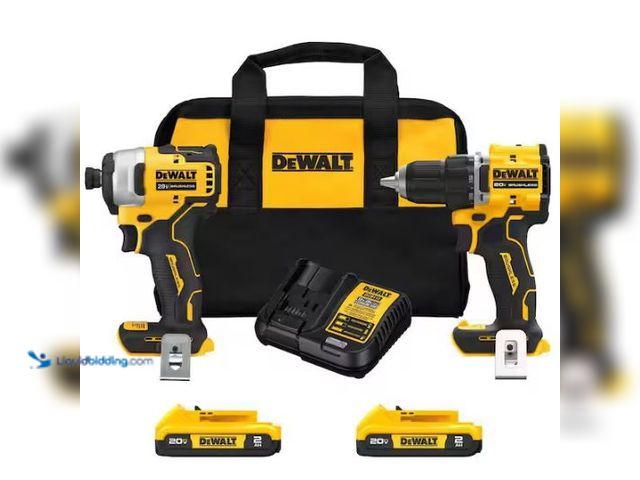 Lot 49-1577197 - DEWALT ATOMIC 20-Volt MAX Lithium-Ion Cordless Combo Kit (2-Tool) with (2) 2.0Ah Batteries, Charger ...
