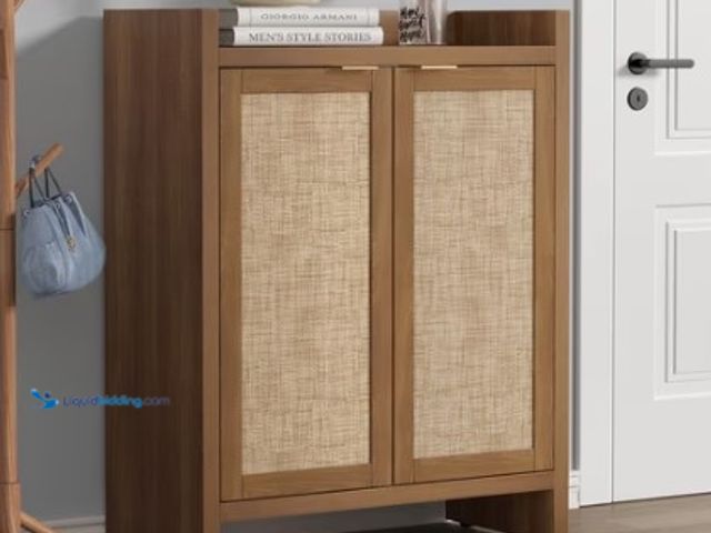 Lot 49-3631396 - 24-Pair Shoe Cabinet with Doors & Shelves, 6-Tier Shoe Storage Organizer, Farmhouse Boho Closet, Mod...