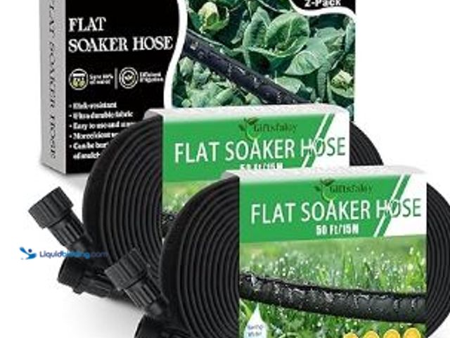 Lot 49-1517562 - Flat Soaker Hose 100ft, Garden Hose with Heavy Duty Double Layer Design, Drip Irrigation Hose Saves ...