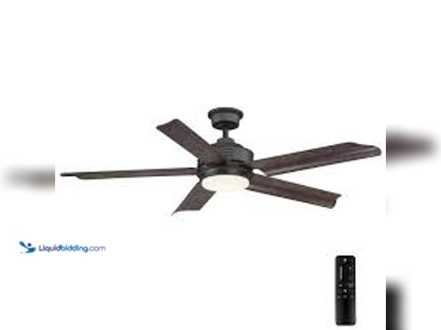 Lot 49-5407048 - Home Decorators Collection Hansfield 56 in. Indoor/Outdoor Wet Rated Natural Iron Ceiling Fan with I...
