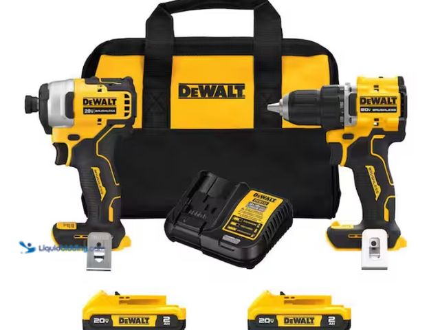 Lot 49-1570226 - DEWALT ATOMIC 20-Volt MAX Lithium-Ion Cordless Combo Kit (2-Tool) with (2) 2.0Ah Batteries, Charger ...