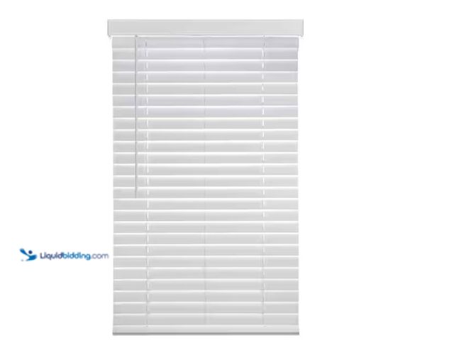 Lot 49-1566665 - Home Decorators Collection White Cordless Faux Wood Blinds for Windows with 2 in. Slats - 63 in. W x...