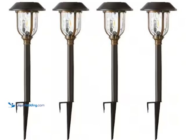 Lot 49-3618602 - Home Decorators Collection Savannah 25 Lumen Bronze and Brass LED Weather Resistant Outdoor Solar Pa...