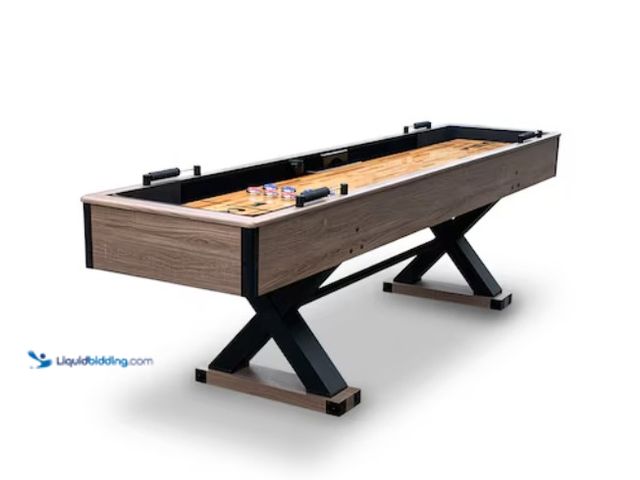 Lot 49-5508847 - Hathaway Excalibur 9-ft Shuffleboard Table - Driftwood Finish 108-in Manual Freestanding Shuffleboar...