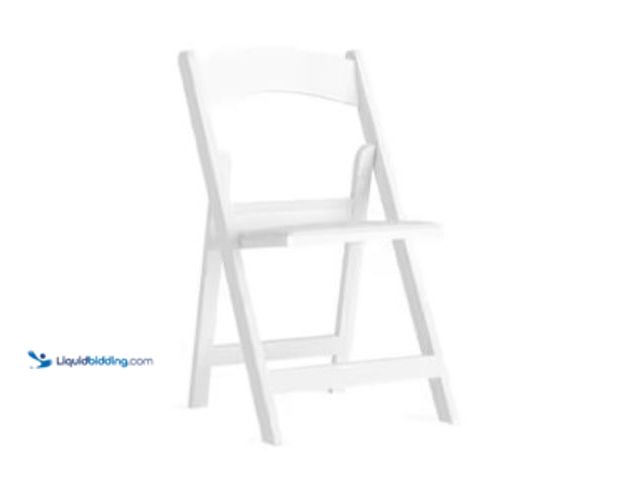 Lot 49-2025718 - Set of (4) Flash Furniture White Wood Frame Padded Vinyl Seat Outdoor Standard Folding Chair 1000-lb...