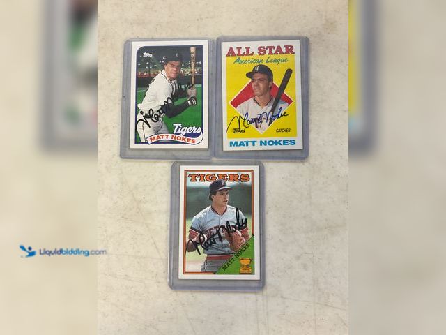 Lot 49-1505588 - COLLECTIBLE  3 DETROIT TIGERS LEGEND MATT NOKES AUTOGRAPHED BASEBALL CARDS #COINS1211