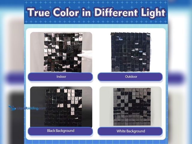 Lot 49-5460585 - Qcity Black Shimmer Wall Backdrop 48 Pcs Item is used.