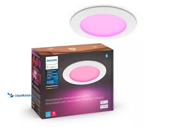 Lot 49-1575488 - Lot of (4) Philips Hue 5 in. and 6 in. Integrated LED White and Color Canless Ultra Thin Slim Trim R...