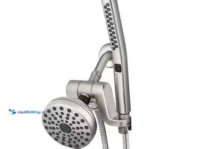 Lot 49-1568958 - Waterpik 12-spray 5 in. High PressureDual Shower Head and Handheld Shower Head in Brushed Nickel Mod...