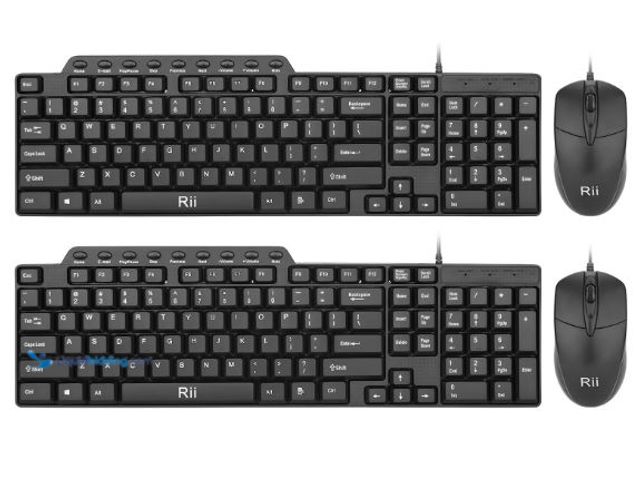 Lot 49-1569100 - (2PACK) Wired Keyboard and Mouse,Rii Ultra Full Size Slim USB Business Wired Keyboard Mouse Combo Se...