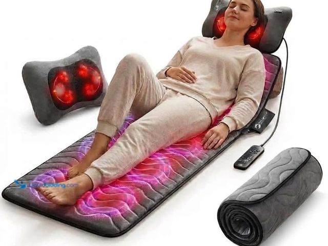 Lot 49-5545014 - Powermat by Powerfit – Full Body Massage Mat with Detachable Massage Pillow, 9 Intensity Levels, 9 M...
