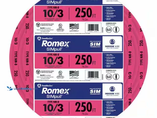 Lot 49-2001556 - Southwire 250 ft. 10/3 Solid Romex SIMpull CU NM-B W/G Wire Pink Coil, Model # 63948555, Unused.   R...