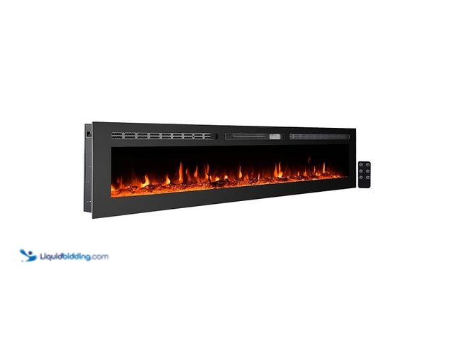 Lot 49-1631954 - CharaVector 80" 750W/1500W Electric Fireplace Insert with Remote Control, Wall Mounted, Energy Savin...