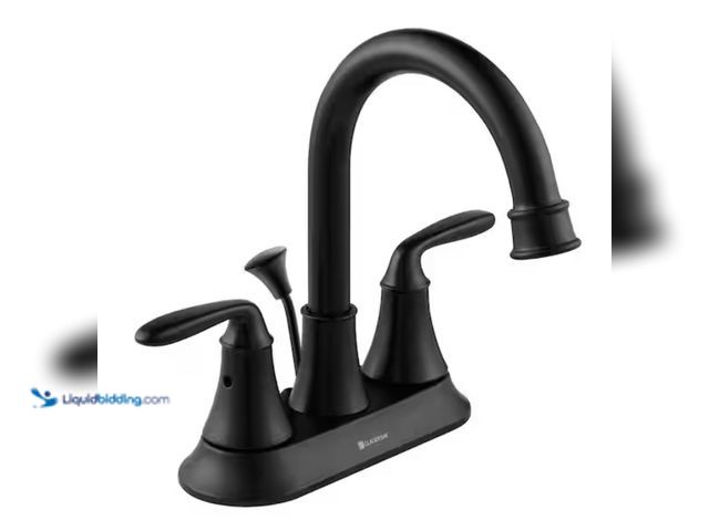 Lot 49-2001478 - Glacier Bay Sadira 4 in. Centerset 2-Handle High-Arc Bathroom Faucet in Matte Black, Model # HD67513...