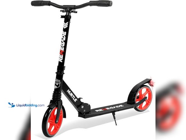Lot 49-5553624 - Hurtle Renegade Kick Scooter for Kids, Teenagers & Adults - 2-Wheel Folding Scooter with Adjustable ...