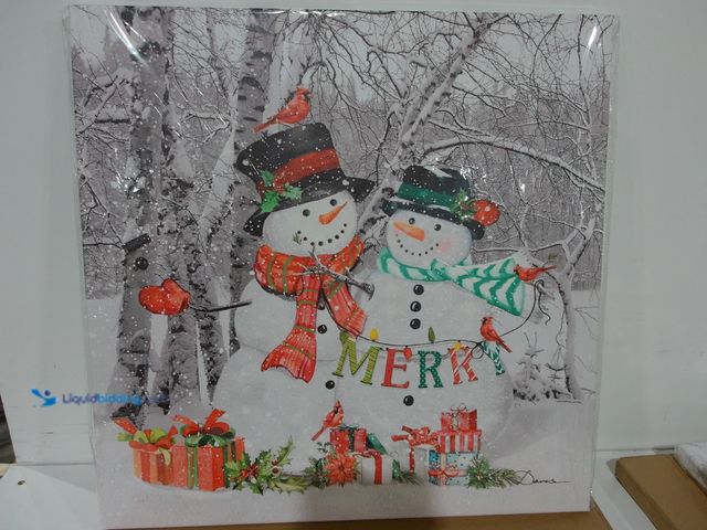 Lot 49-2001395 - 24 in. x 24 in. Merry Christmas Snowman Canvas Print, Unknown model number, Unused.   Ref#CRS0626