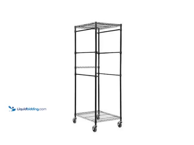 Lot 49-1569616 - HDX Steel Wire Garage Storage Bin Rack with Casters for 27 Gal. Tough Totes in Black (22 in. W x 69 ...