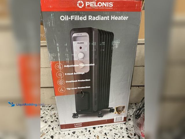 Lot 49-5485429 - Pelonis 1,500-Watt Oil-Filled Radiant Electric Space Heater with Thermostat. Model # HO-0279. Used a...