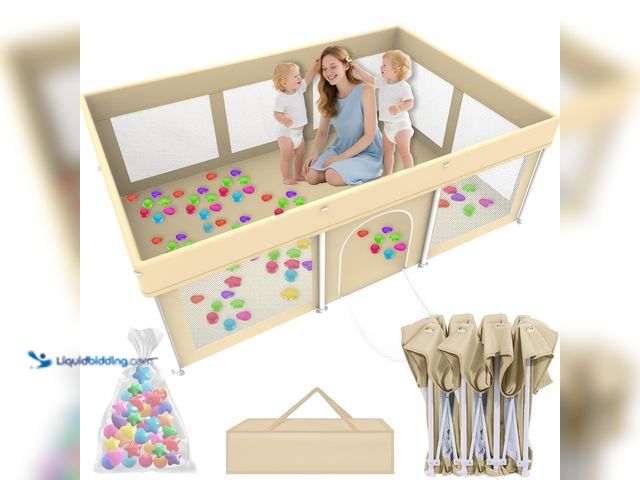 Lot 49-5543371 - Foldable Large Baby Playpen 50"×71", Portable Playard for Babies & Toddlers, No Assembly, Safe Zippe...