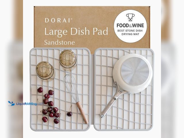 Lot 49-5490127 - Dorai Home Large Dish Pad – 40% More Drying Space, Eco-Friendly Quick-Drying Stone Mat for Kitchen, ...