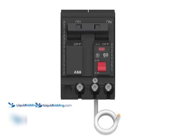 Lot 49-5581478 - ABB 60 Amp Double Pole Ground Fault Breaker with Self-Test, Model # THQL2160GFT2A UNUSED