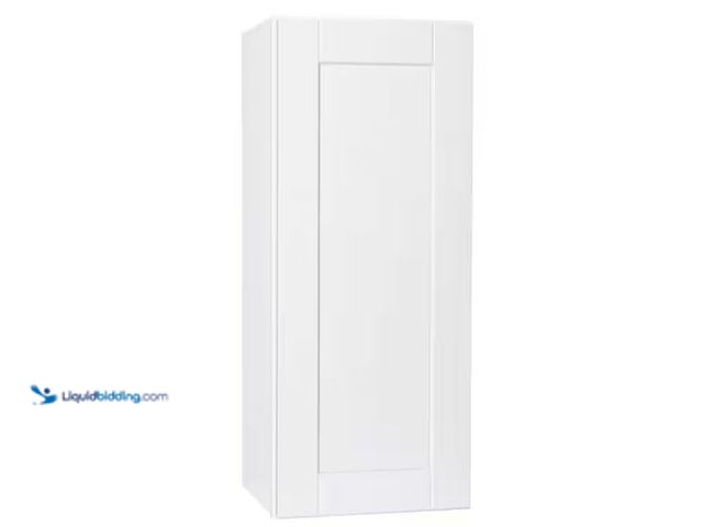 Lot 49-1550433 - Hampton Bay Shaker 15 in. W x 12 in. D x 36 in. H Assembled Wall Cabinet in Satin White, Model # KW1...