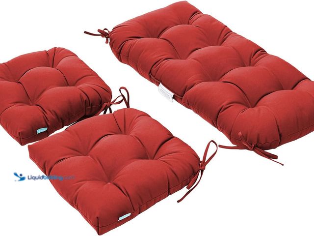 Lot 49-3513415 - QILLOWAY Outdoor/Indoor Patio Wicker Seat Cushions with Ties Group Loveseat/Two U-Shape Cushions for...