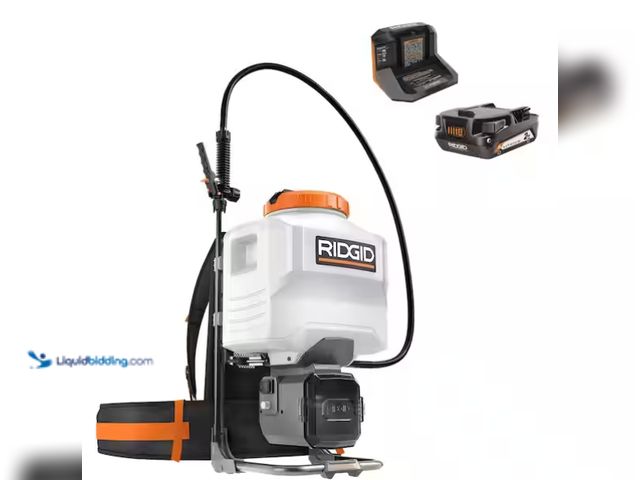 Lot 49-1629167 - RIDGID 18-Volt Cordless Battery 4 Gallon Backpack Chemical Sprayer with 2.0 Battery and Charger, Mod...