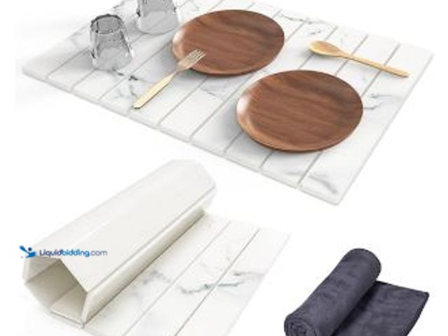 Lot 49-5436117 - Stone Dish Drying Mat for Kitchen Counter,24"(L)×16"(W) Collapsible Fast-Drying Diatomaceous Earth M...