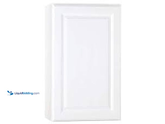 Lot 49-5476537 - Hampton Bay Hampton 18 in. W x 12 in. D x 30 in. H Assembled Wall Cabinet in Satin White. Model # KW...