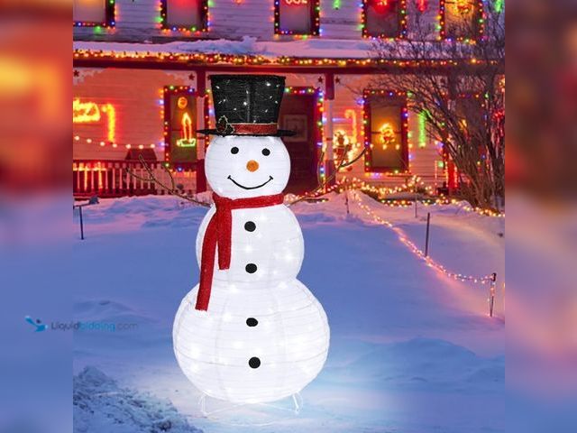 Lot 49-1546893 - Zimtown LED Lighted Snowman Christmas Snowman w/ 180 LED Lights, Hat Christmas Outdoor Decoration, M...