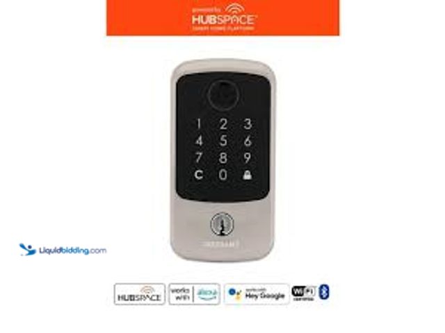 Lot 49-5458954 - Defiant Square Fingerprint Satin Nickel Electronic Single Cylinder Deadbolt Wi-Fi Enabled Powered by...