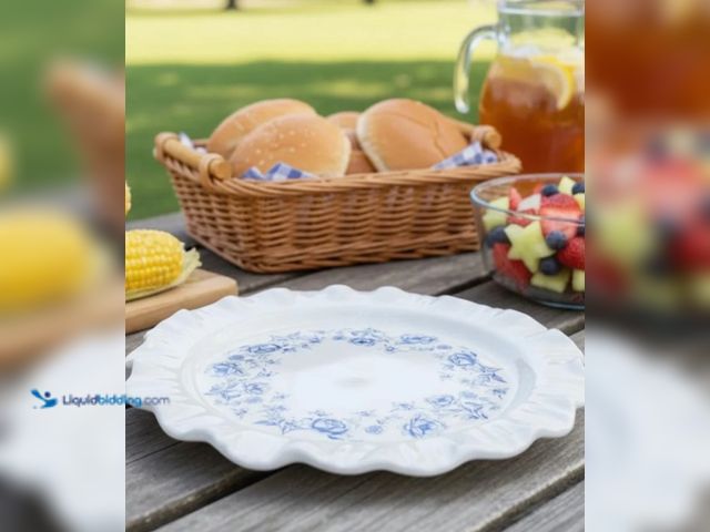 Lot 49-2026247 - Lot of (2) My Texas House Floral Ruffled-Edged Stoneware Plates, Blue & White, 8.5 , 4 Count, Unused...