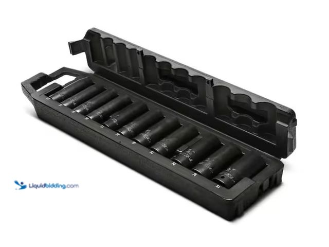Lot 49-1570190 - (11-Piece) Husky 1/2 in. Drive Metric 6-Point Deep Impact Socket Set with Storage Case, Model # H2DD...