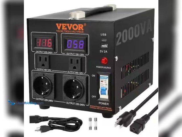 Lot 49-3432692 - VEVOR Voltage Converter Transformer 2000 Watt Step Up/Down Transformer 110/220-Volt with US, EU Outl...