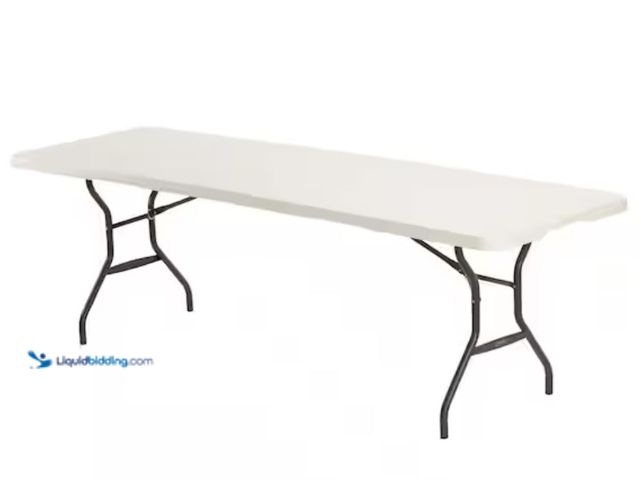 Lot 49-2000840 - Lifetime 8 ft. Fold-in-Half Resin Table; Almond, Model # 80732, Used, Scuffs & scratches, Dented.   ...