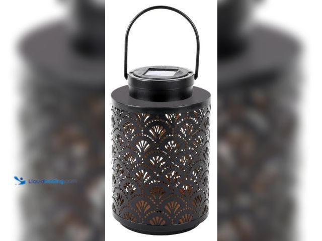 Lot 49-5454275 - Better Homes and Gardens Black Metal Punched Solar Powered LED Lantern. Item is New.