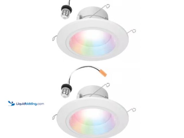 Lot 49-1625646 - Lot of (2) ALO Color and Tunable White 65W Equivalent 5/6 inch Integrated LED Dimmable Smart Wi-Fi W...