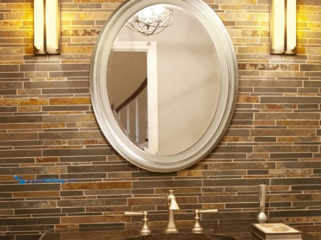 Lot 49-1556603 - Howard Elliott George Oval Bright Silver Wall Mirror, Oval Bevelled Hanging Wood Framed Vanity Mirro...