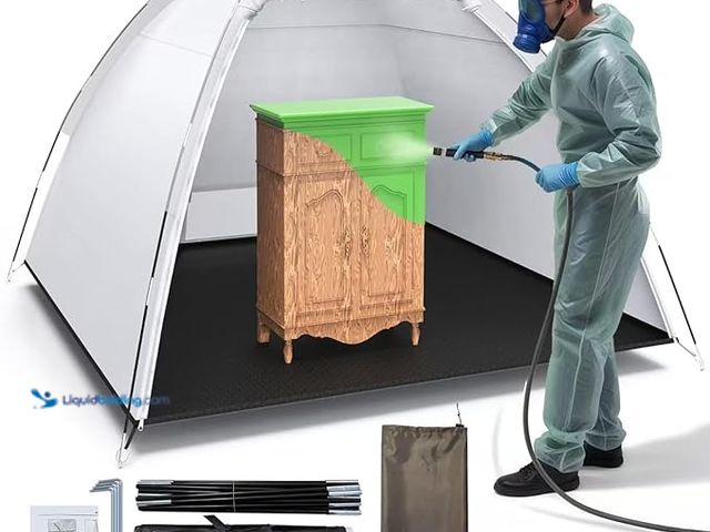 Lot 49-1572243 - Portable Paint Booth Tent - 6.6x4.2x4.5ft Spray Paint Tent with Built-in Floor, Mesh Screen, and Gro...